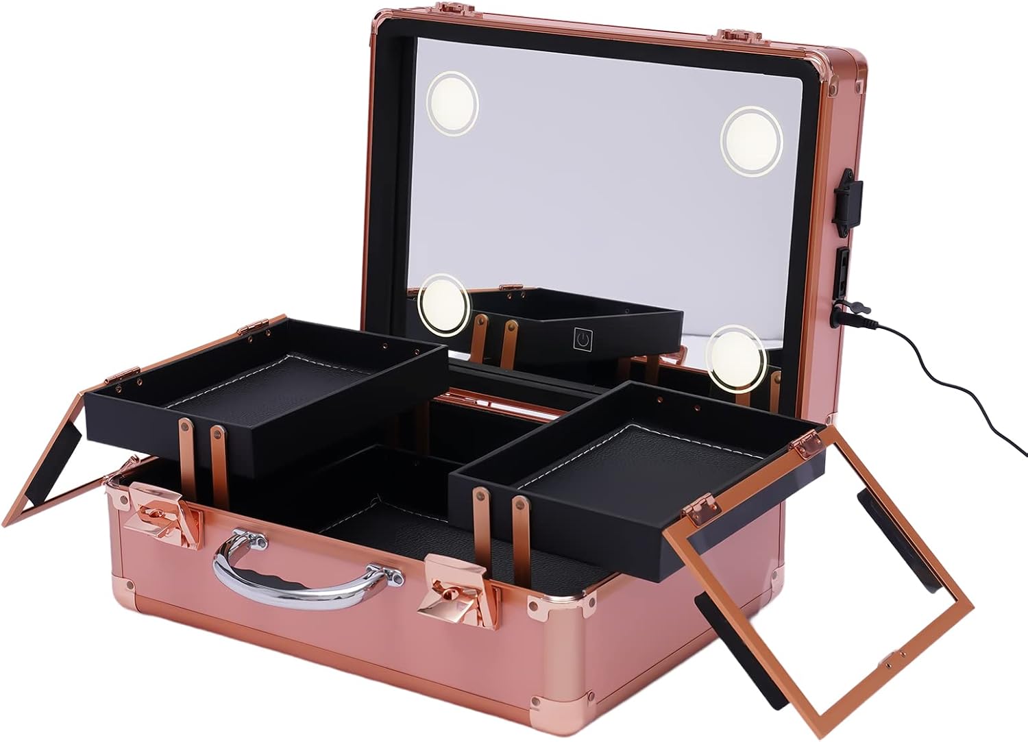 Travel Makeup Case with Led Lighted Mirror Portable Makeup