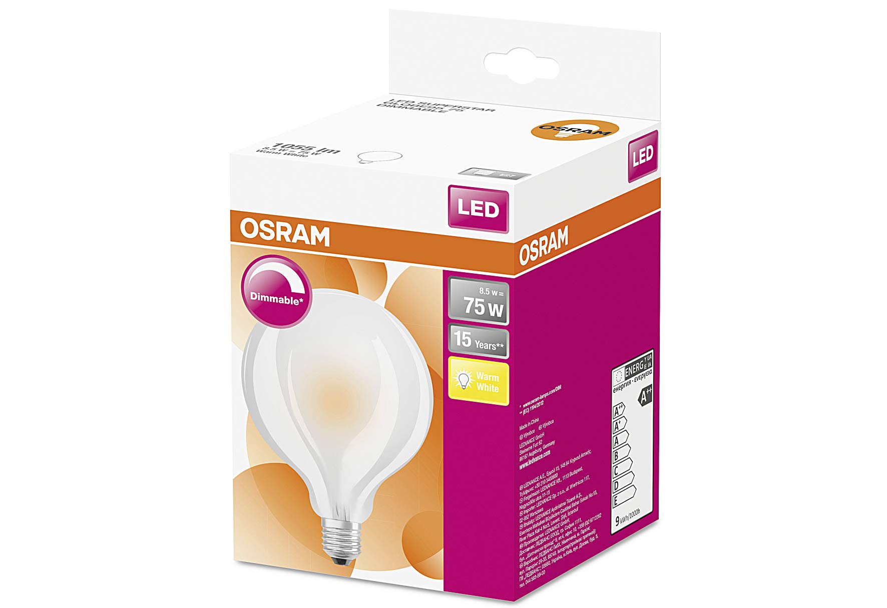 Sponsored Ad – LED Light Bulb | E27 | Warm White | 2700 K | 8.5 W LED Star Classic Globe Dimmable Replacement for 75 Watt Light Bulb