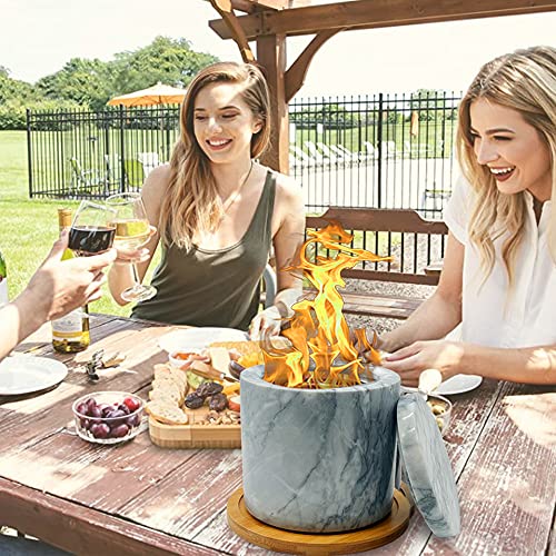 Mysticfire Natural Marble Tabletop Fire Pit - Ethanol Fire Pit, Fire Bowl, Mini Personal Fireplace For Indoor & Garden,White (White) #TOP1