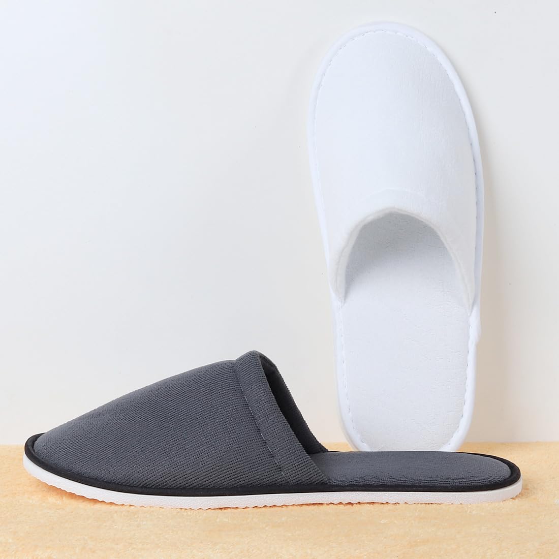Yeios Ciabatte Hotel Spa Punta Chiuse Pantofole Ospite Adulto 20 Paia per Uomo Donna Bianco e Grigio Neoplane Spessa & 7mm Eva, Taglia M, Spessa Neoplane e 7mm, Neoplane spesso e plastica EVA da 7 mm