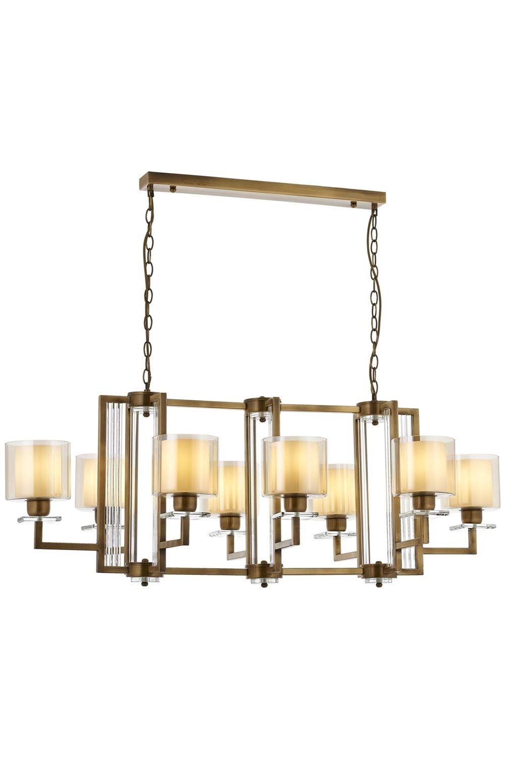 AVONNI AV-60190-8E-YM Eskitme Kaplama Modern Avize, E27, Metal, Cam, 110x60cm