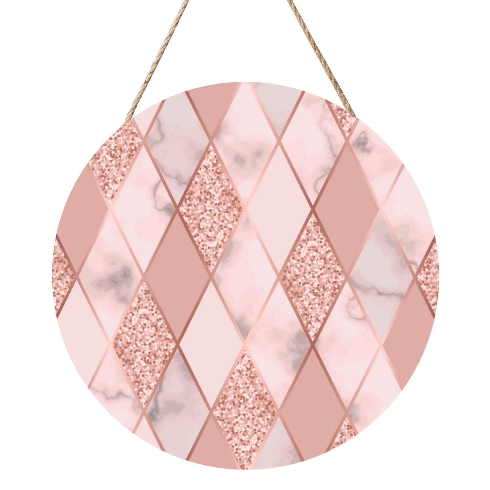 InOmak Marble Luxury Geometric, Round Wood Panel Painting 12 in, Wall Hanging Painting For Home