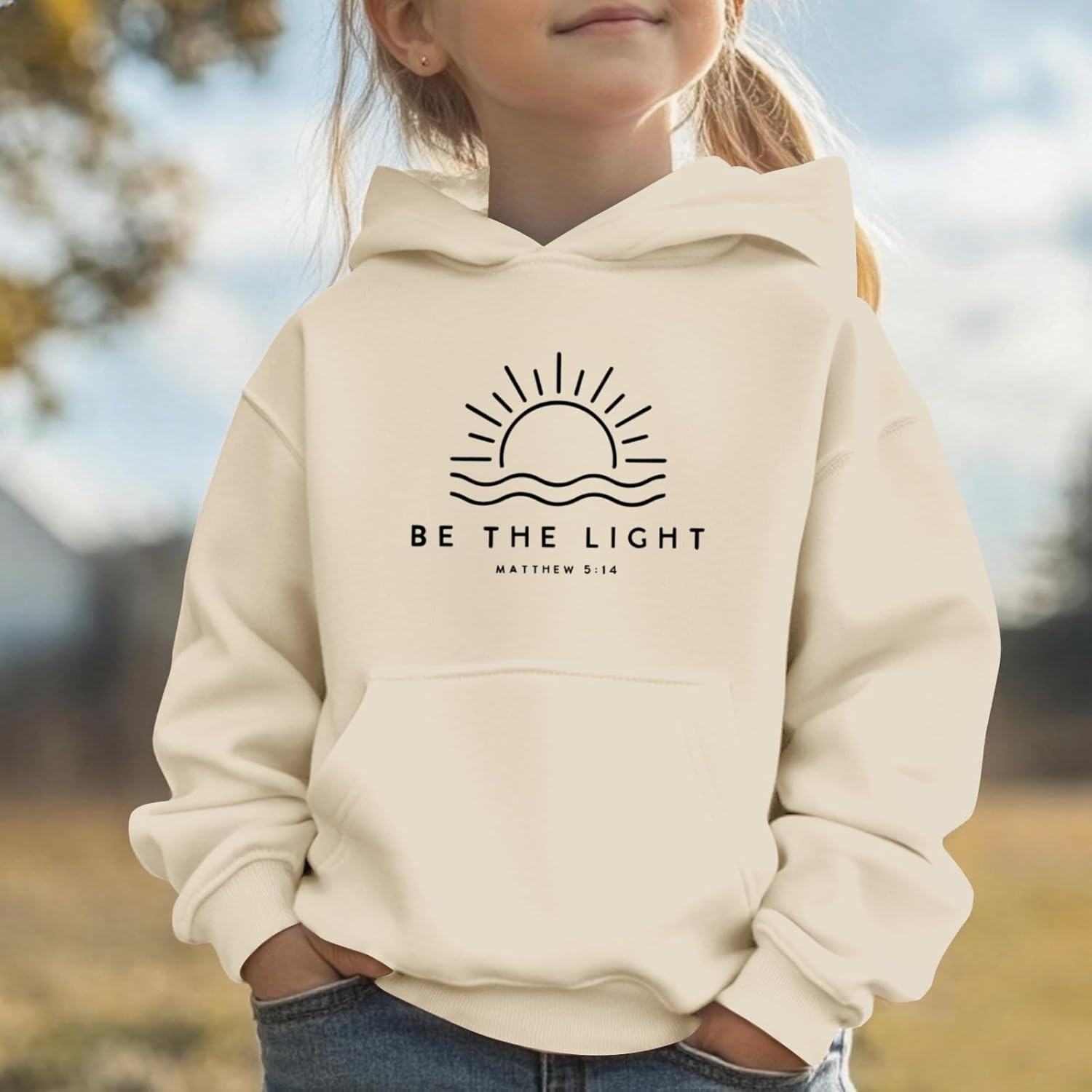 Be The Light Christian Hoodie for Girls Bible Verse Jesus God Religious Faith Sweatshirt Preppy Cute Graphic Top - Image 3