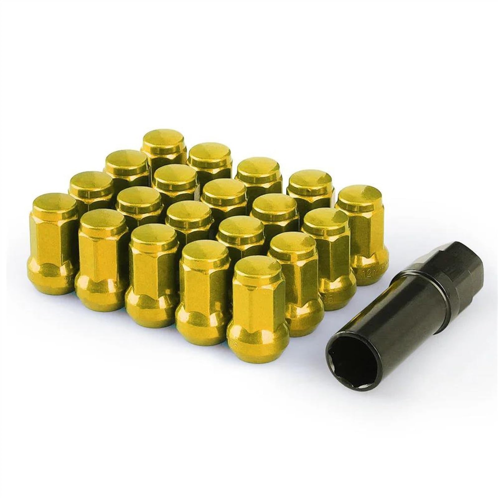 Steel Wheel Bolts Compatible With Cadillac For ATS For ATS-V For CTS M12*1.5 20PCS Iron Heptagonal Wheel Rays Lock Lug Nuts Length 32MM Closed End Lug Nut(6)