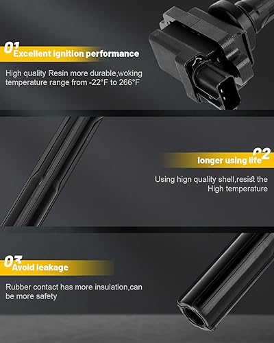 Vista 55 de OCPTY Juego de 4 bobinas de encendido compatibles con OE: UF604 C1685 apto para Mazda 3 para Mazda 5 2008-2015