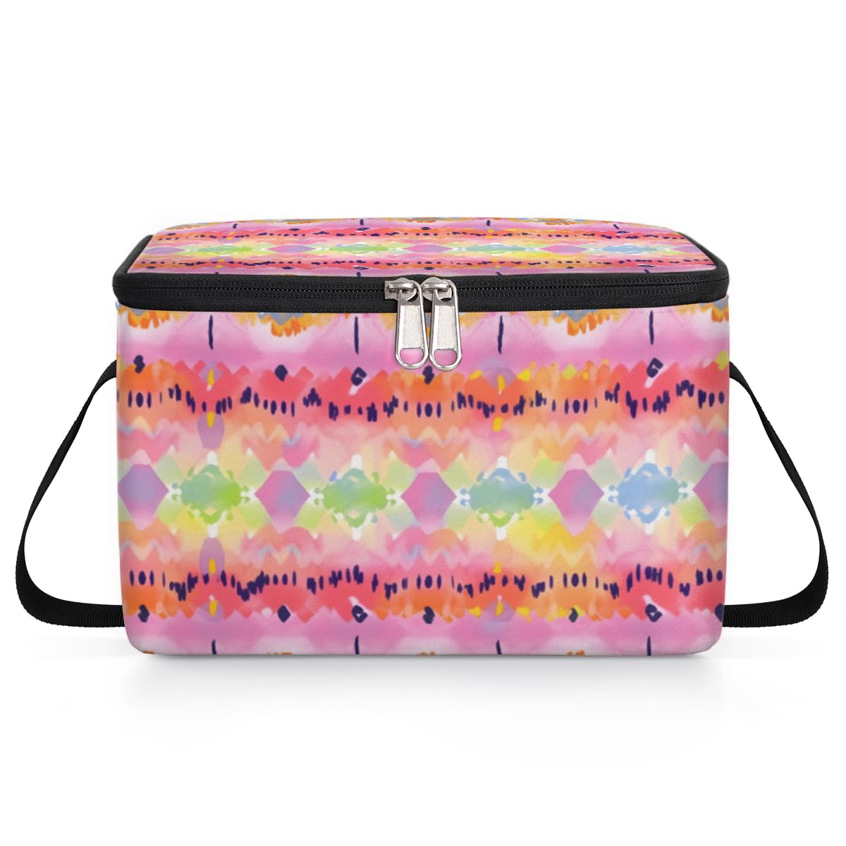 GzLeyigou Tie Dye Lunch Bags for Women Men 9 Cans, Hot & Cold Food Delivery Bag Insulated Grocery Bag Insulated Lunch Box Colorful Cooler Bag for Office Work Picnic Beach
