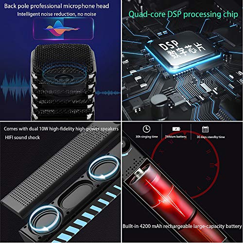 Microphone Xinjin Mikrofon Drahtloses Mikrofon Mit Blinkenden Lichtern Tragbarer Haltegriff Mikrofon Lautsprecher für… – Bild 4