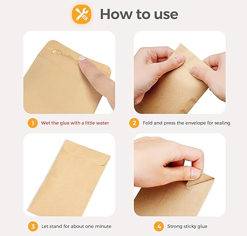 Miniatura 3 de Acko - Sobres para monedas y piezas pequeñas de 2-14 x 3-12 de color marrón con solapa engomada para el hogar la oficina el jardín 500 unidades