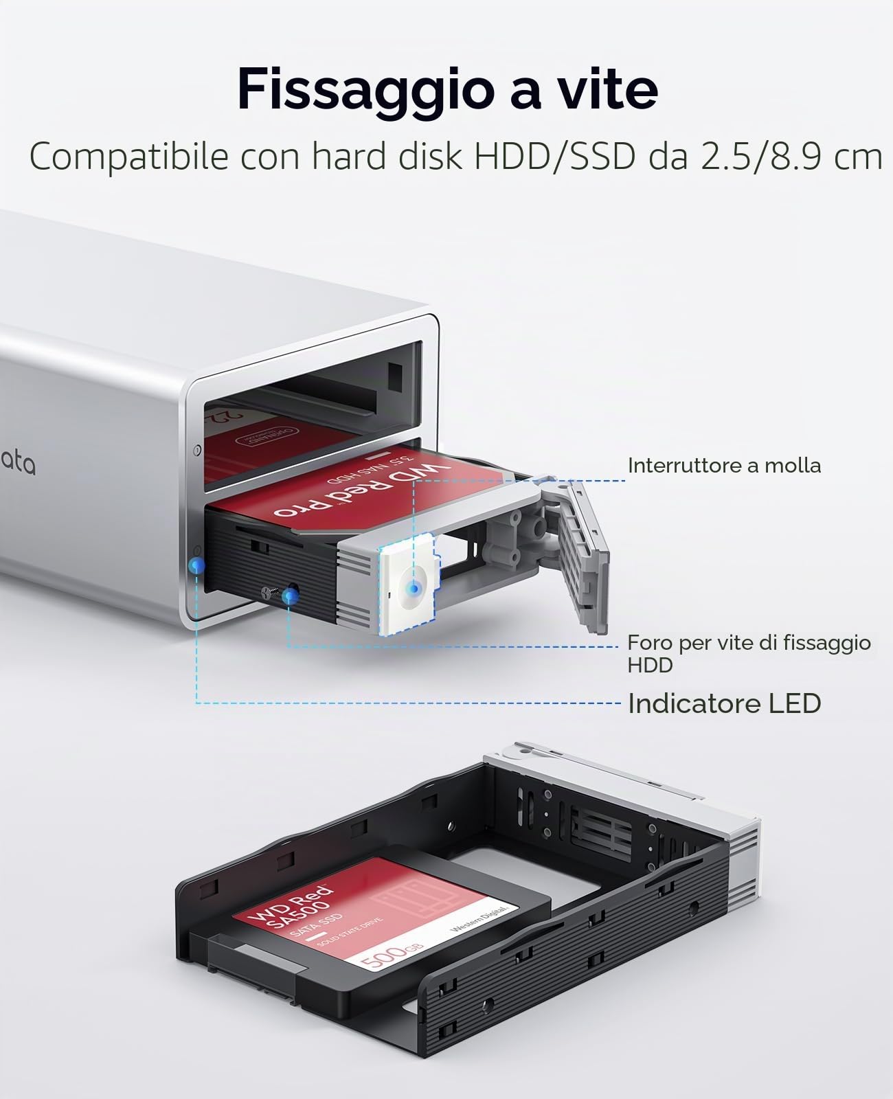 ORICO 2 Baia RAID Alloggiamento Esterno per Dischi Rigidi per HDD/SSD SATA da 2,5/3,5 pollici Fino a 2X 22TB, USB3.0 Type-B Docking station, Supporta RAID 0/1/PM (9928RU3)