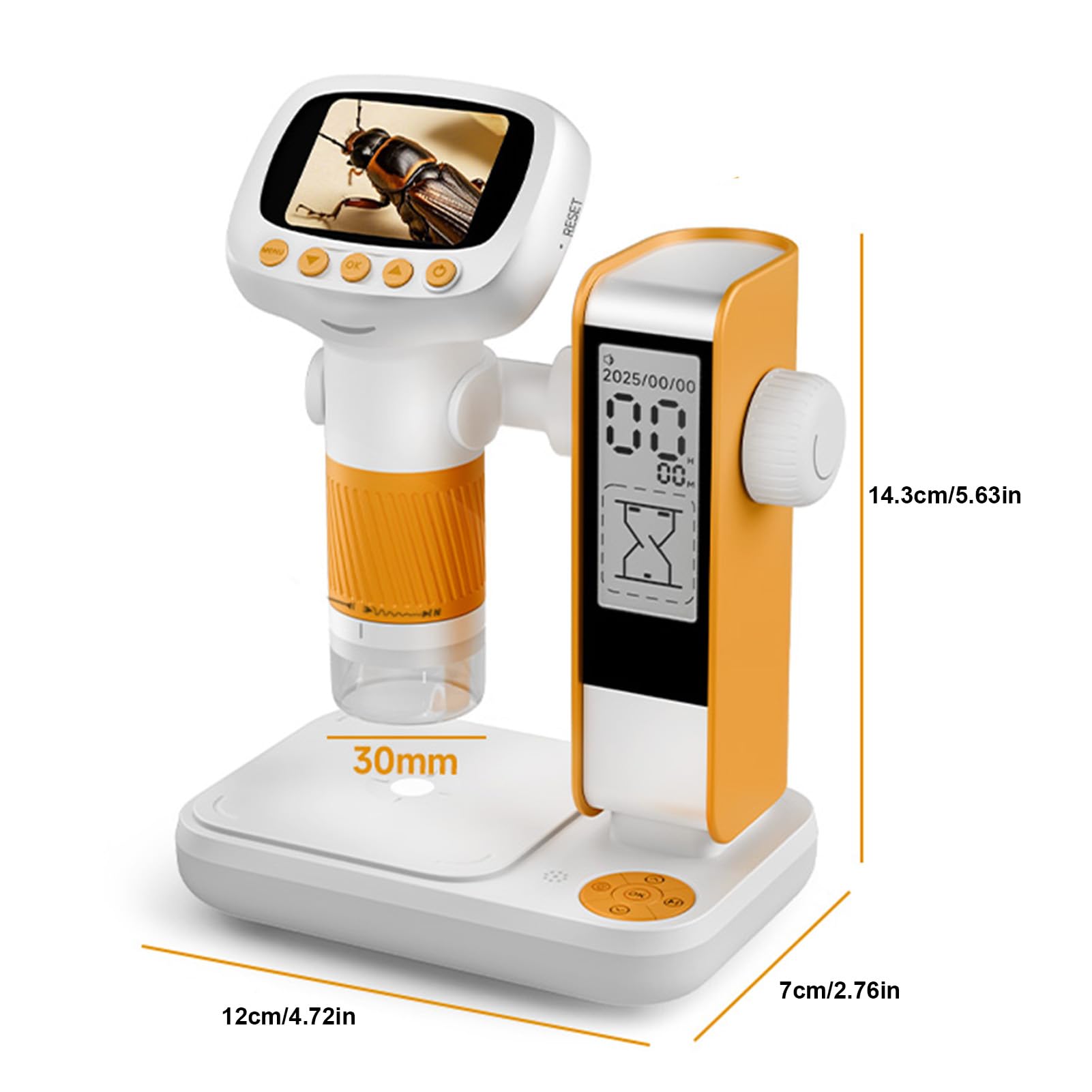 Bewinner Mikroskop Cyfrowy Ręczny, Przenośne Zdjęcia i Wideo Mini Mikroskopy 2 -calowe, 1000x Microscope MICROCKOP z 8 Regulowanymi światłami LED dla Dzieci