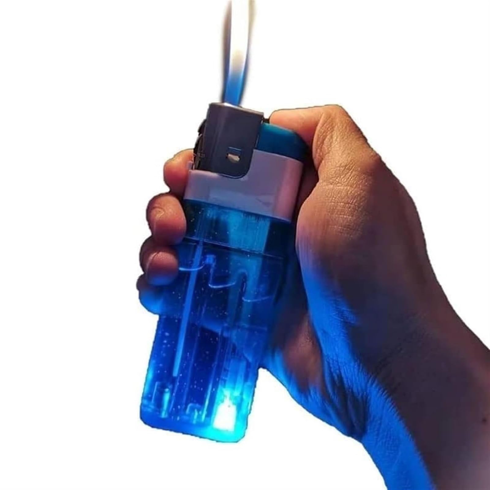 Jumbo Butane Lighters, Clear Lighting Lighters, Large Capacity Butane Lighter, Soft Flame Lighters, Reusable Windproof Vintage Antique Trench Lighter (Color : Blue)