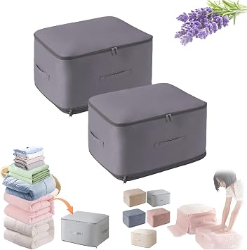 Ultra Space Saving Self Compression Organizer, Compression Duvet Storage Bag Large Capacity, Heavy Duty Moving Bags, Compression Packing Cubes for Comforters Clothes Grey,XL+XL