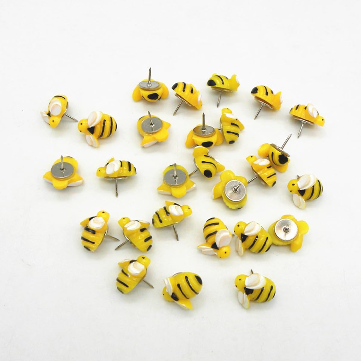 BETOOKY Chinchetas Caja de 60 Unidades Forma de Abeja Amarilla Pequeñas de Resina Creativas y Fáciles de Remover para Decoracion Colegio y Hogar