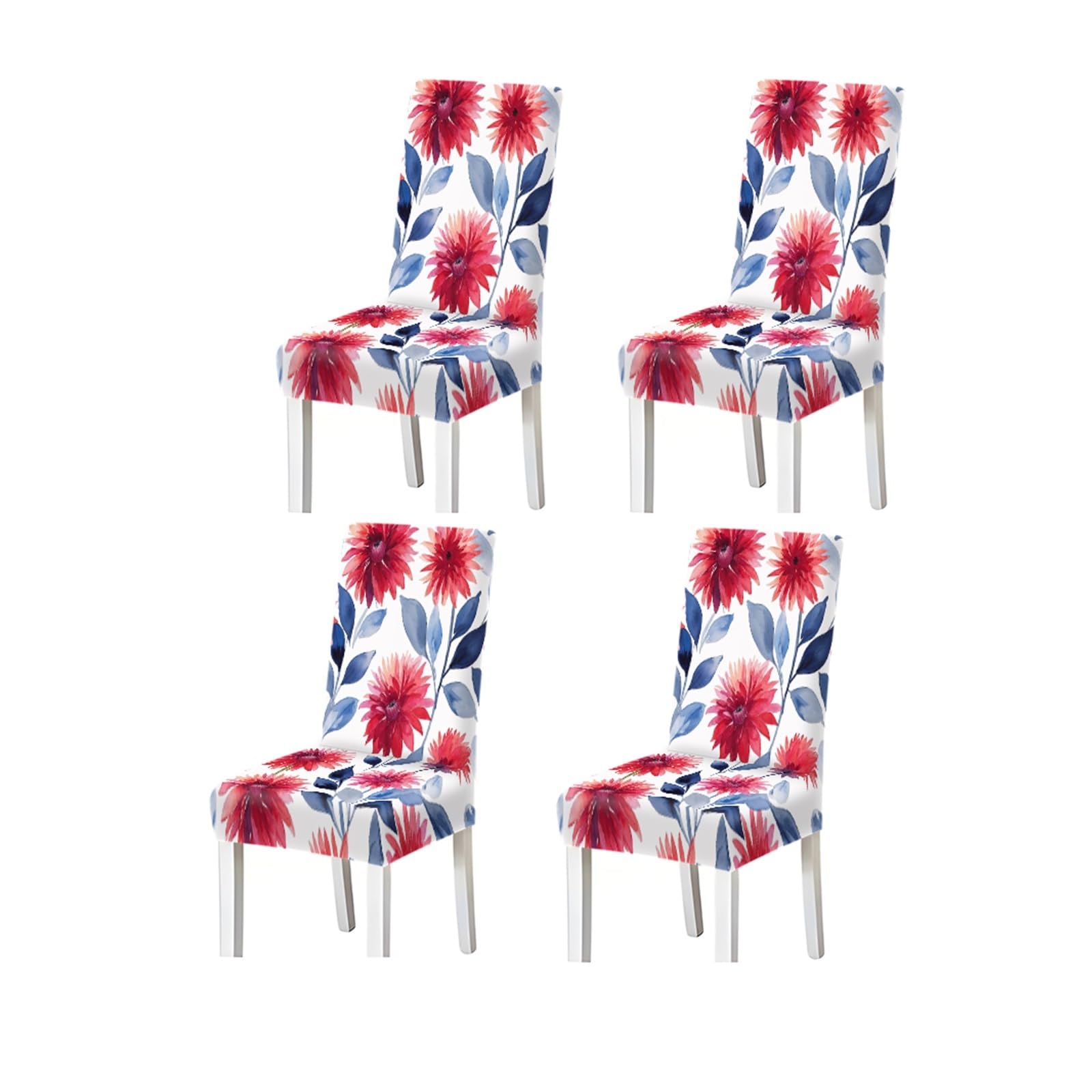 KXUAUV Watercolor Red Dahlia Floral Print Dining Chair Covers, Stretch Slipcovers For Kitchen Dining Room Summer, 2/4/6PCS Seat Protectors for Restaurant Hotel Party(4PCSChair cover)