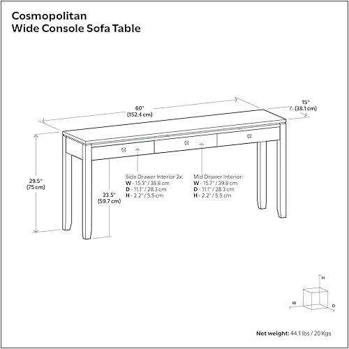Miniatura 2 de SIMPLIHOME Cosmopolitan - Mesa consola de madera maciza de 60 pulgadas de ancho en color marrón caoba, mesa de almacenamiento contemporánea para
