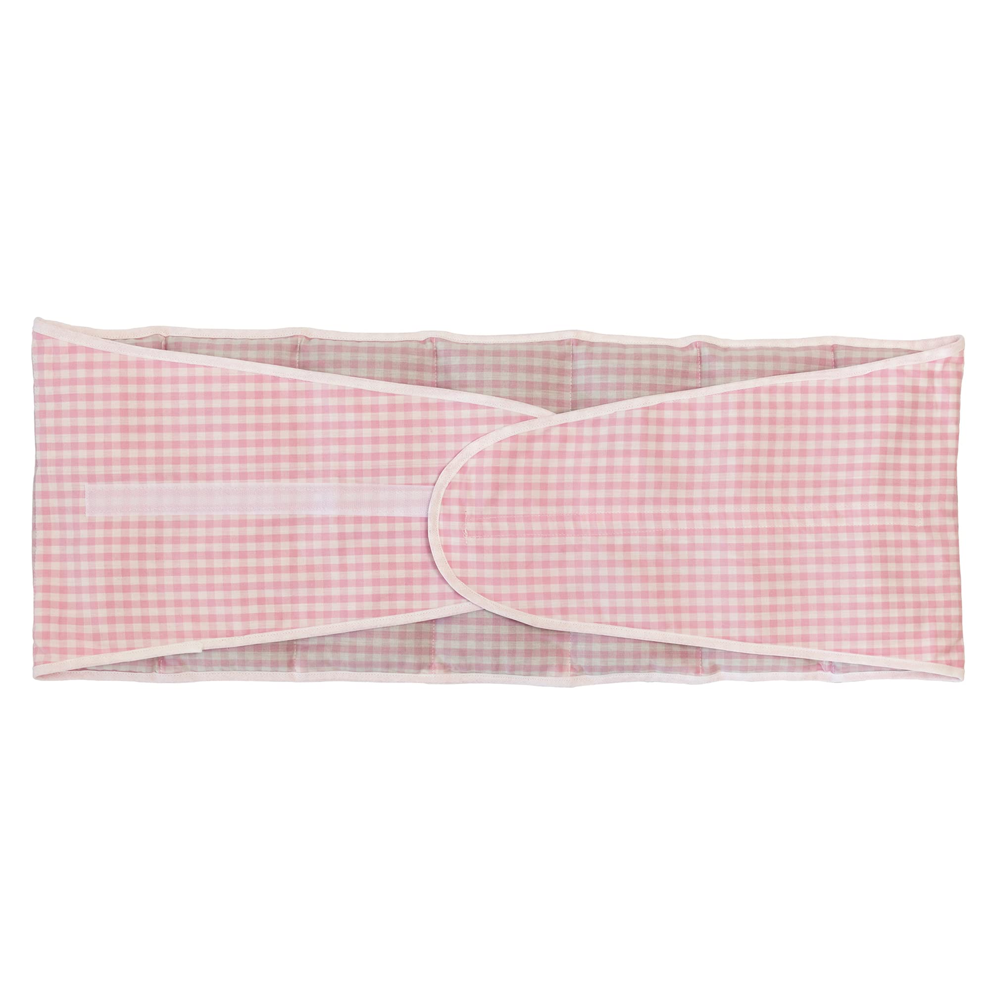 Wärmegürtel Kirschkernkissen. Gürtel mit Klettverschluss - ca. 135cm - 7-Kammer - Wärmekissen Rücken XXL Körnerkissen - Bio-Stoff rosa-weiß