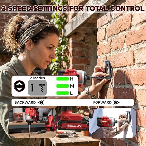 Image of IBELL IBL BD20-22 20V Brushless Cordless Impact Screwdriver | 220Nm High Torque | 3-Speed Control | 2 Mode Impact Driver | 1 /4 inch Hex Chuck | Professional Power Tool | 12 Months Warranty