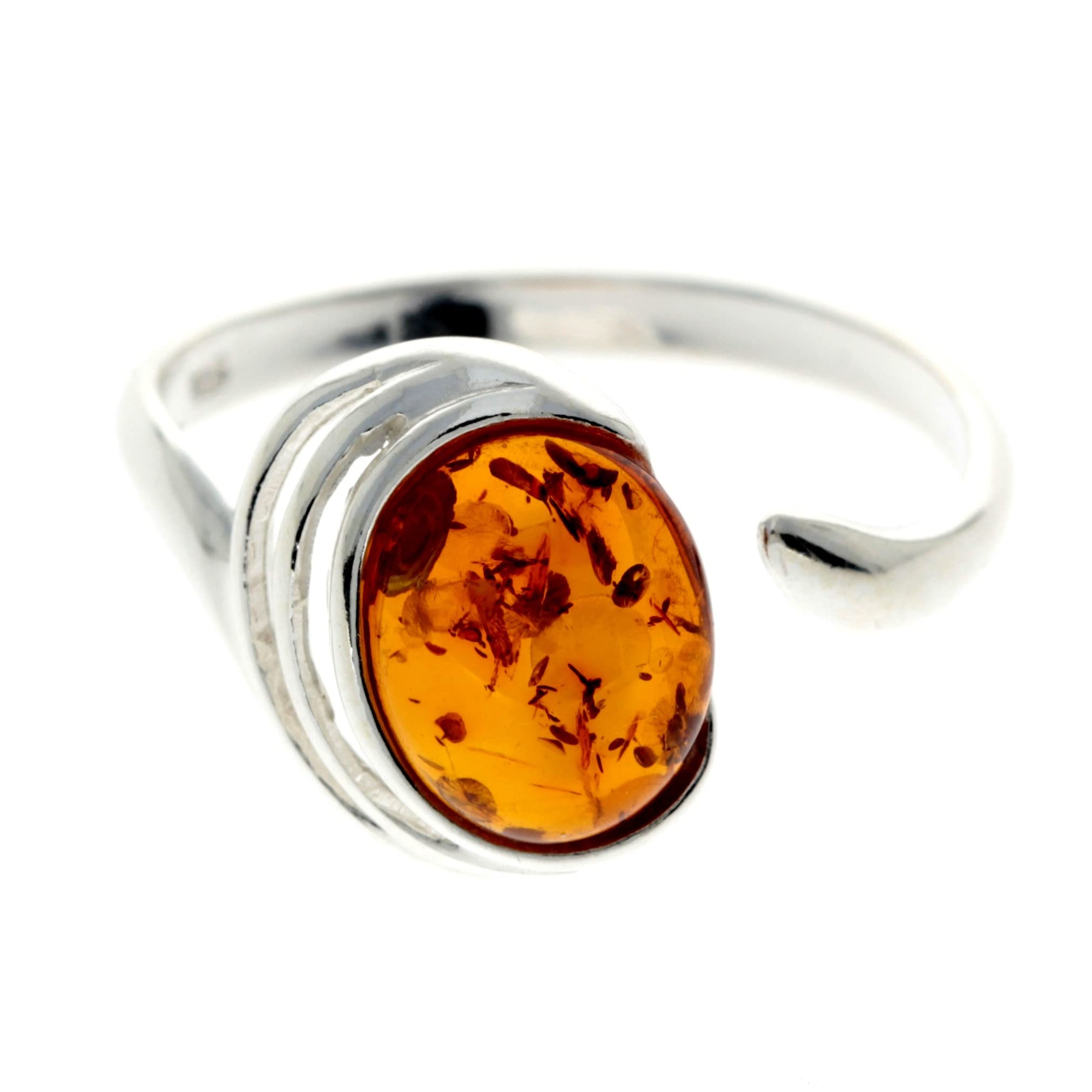 SilverAmber Gioielli - Anello da donna in argento Sterling 925 con ambra GL433A Regolabile individualmente