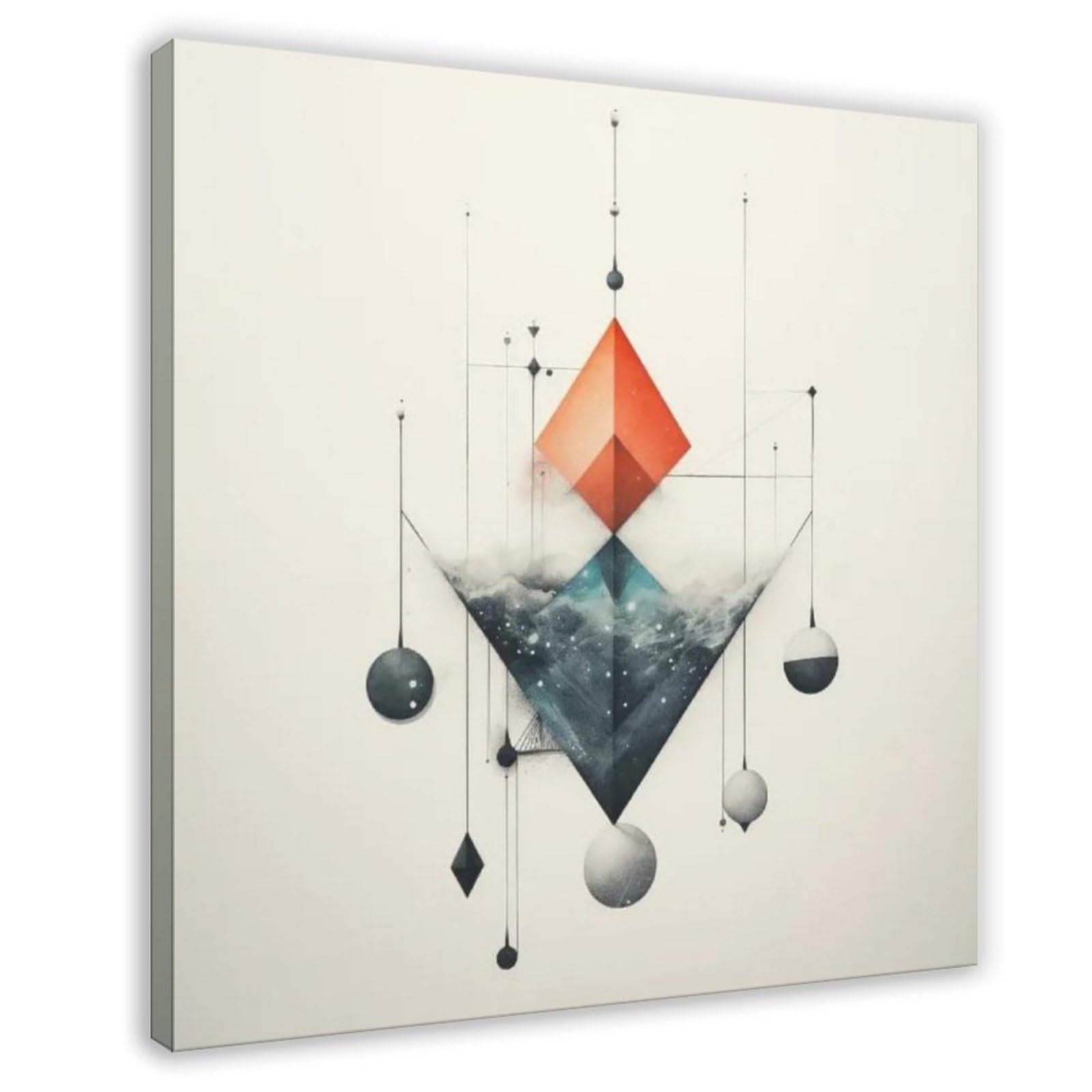 Poster geometrico astratto di fantascienza su tela, decorazione artistica da parete, stampa per soggiorno, camera da letto, decorazione 40,6 x 40,6 cm