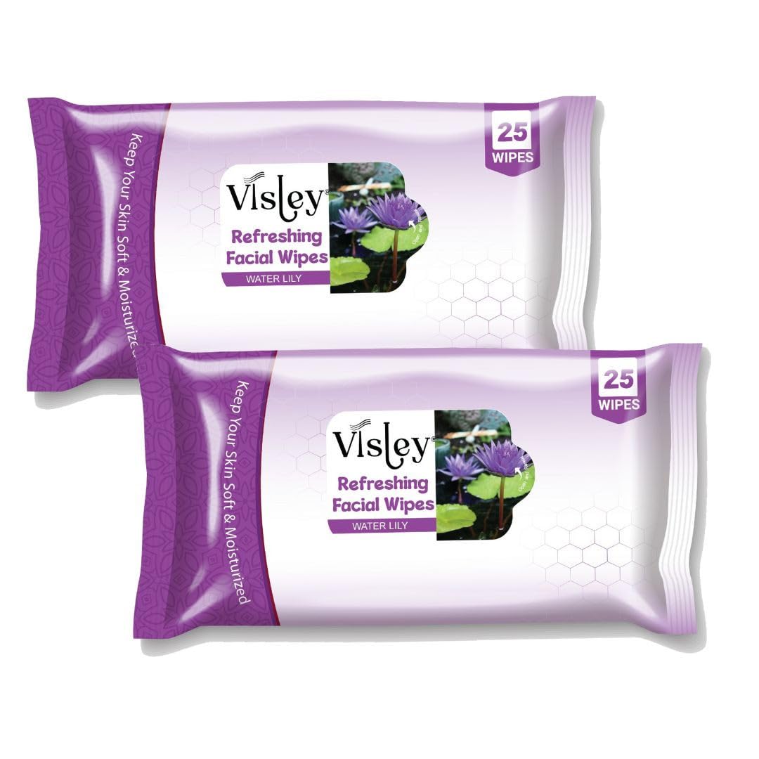 Visley Daily Cleansing Facial Wipes 25N Each -Pack of 2 |Wet Wipes for Face with Water Lily|Makeup Remover Wipes|Hydrating,Refreshing, Soothing-image-13