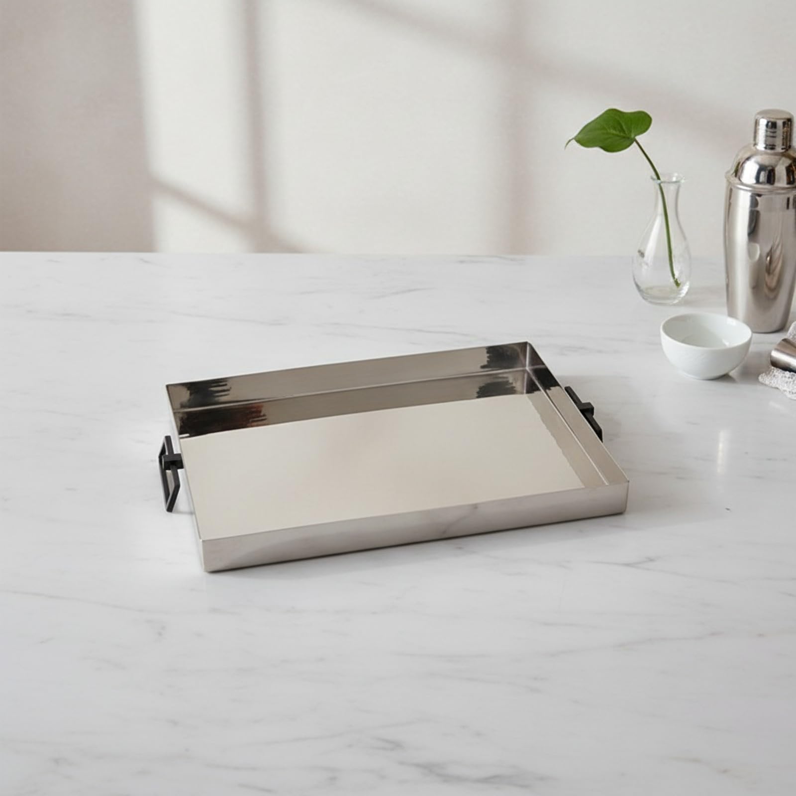 MagiDeal Vassoio Riflettente con Base Piatta Moderno, a Basso Profilo, Piatto, per Intrattenimenti, Ovale