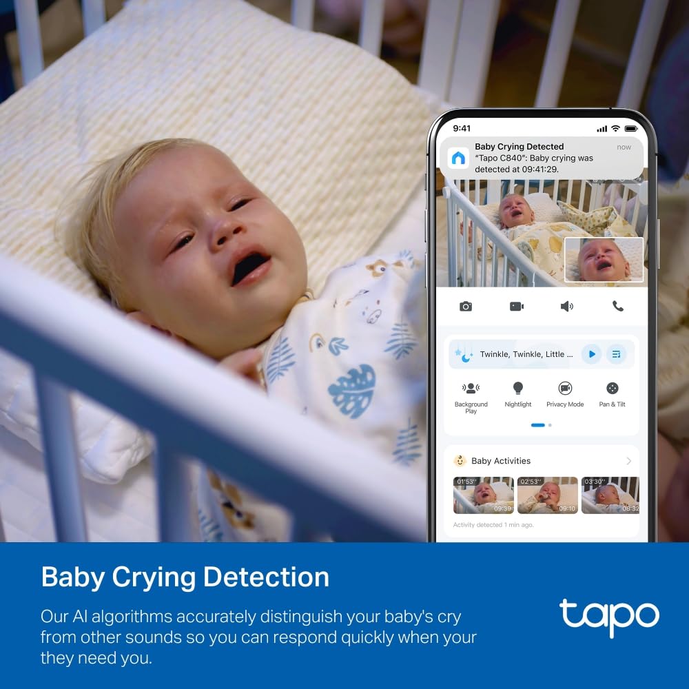 Tapo C840 2K 4MP dwuobiektywowa niania monitor, monitorowanie dziecka 360°, noktowizor HD, wykrywanie AI, bezpieczeństwo domu, analiza snu, Alexa, Google Home, elastyczne przechowywanie, bez opłaty