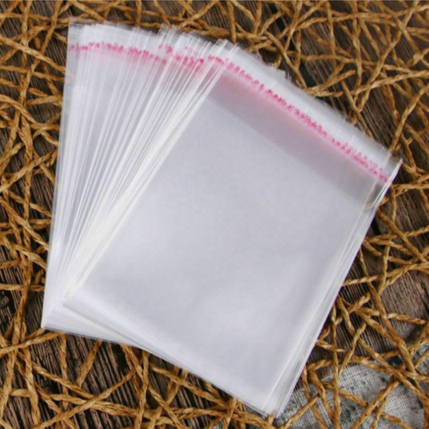 100 Pcs Clear Resealable Cellophane Bags – 5x7 Inches, OPP Plastic, Adhesive Closure For Candy, Cookies, Favors - View #2