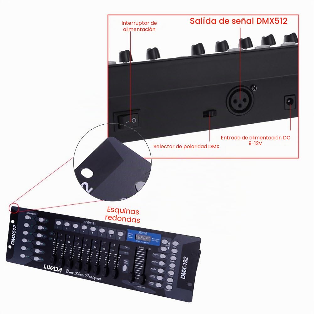 Controladora DMX,192 Canales DMX 512 Consola para Iluminación de Escenario,Equipo DJ Disco Fiesta
