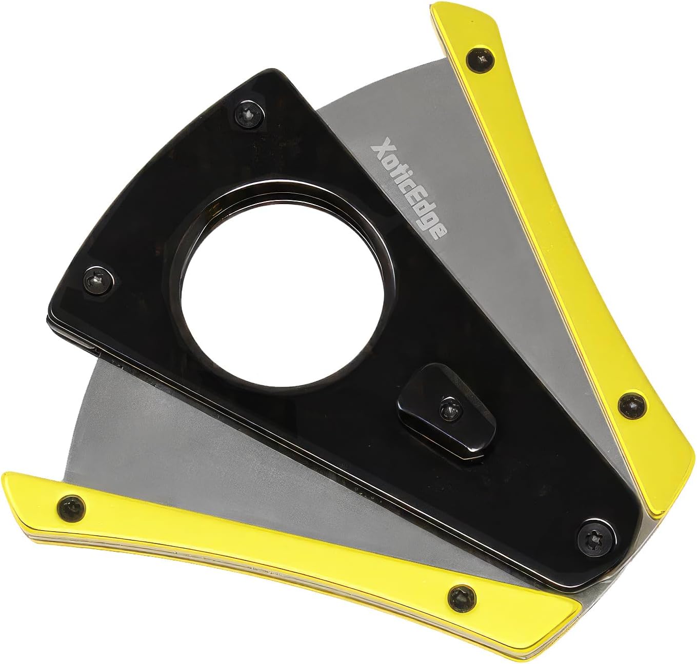 Prestige Import Group XoticEdge XhaleX Anodized Aluminum Body Dual Wing Stainless Steel Blade Cigar Cutter - Up to 64 Ring Gauge - Metallic Silver