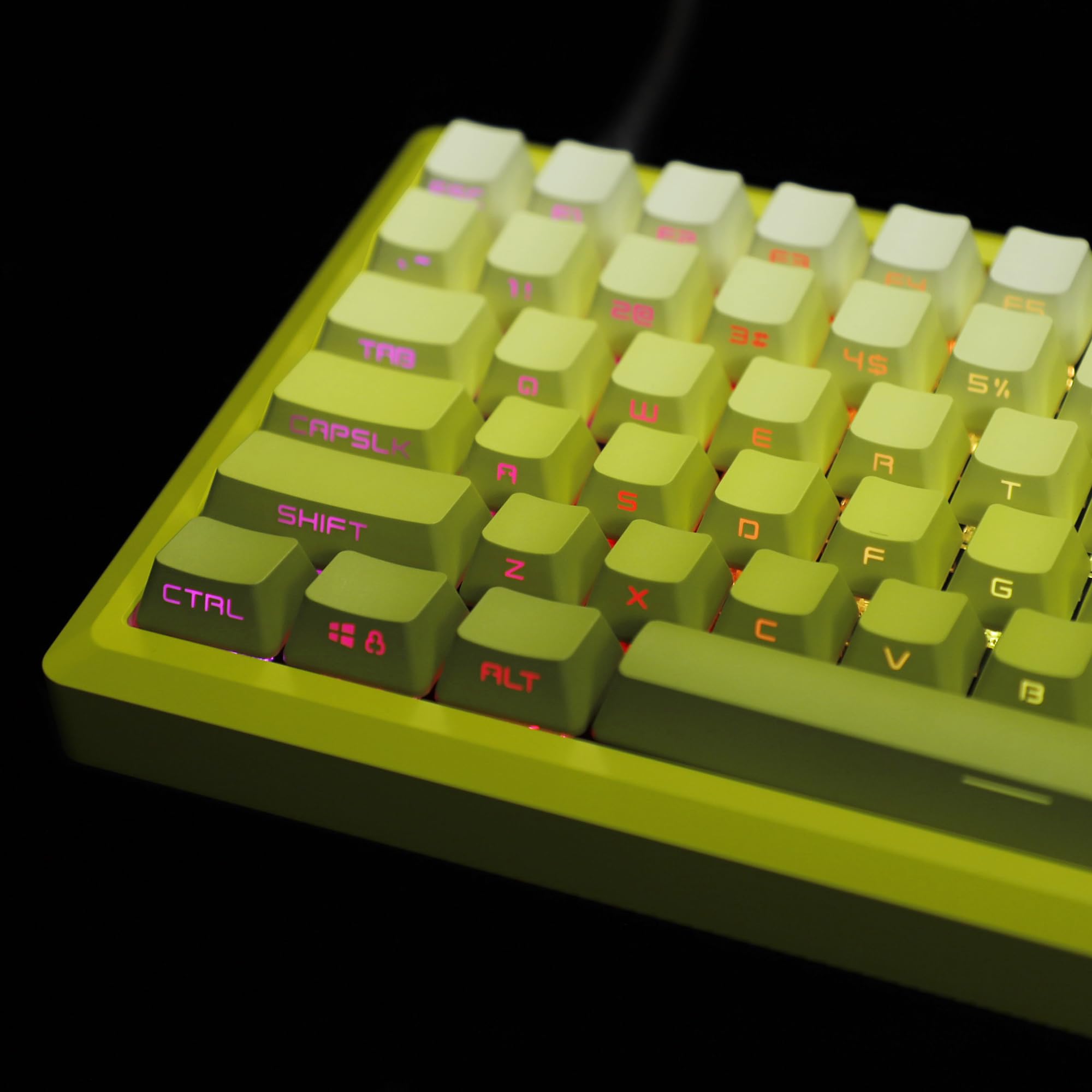 Amazon.com: 133 Key Yellow Gradient Lemon PBT Double Shot Side-lit