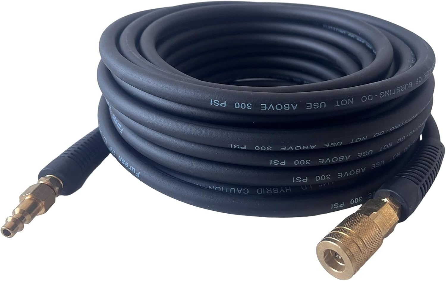 Air Hose 1/4 in x 100 ft, Heavy Duty, Lightweight, Kink Resistant, Hybrid Air Compressor Hose with 1/4 in Solid Brass Male Fittings, Bend Restrictors, 300 PSI(100FT, Red White)