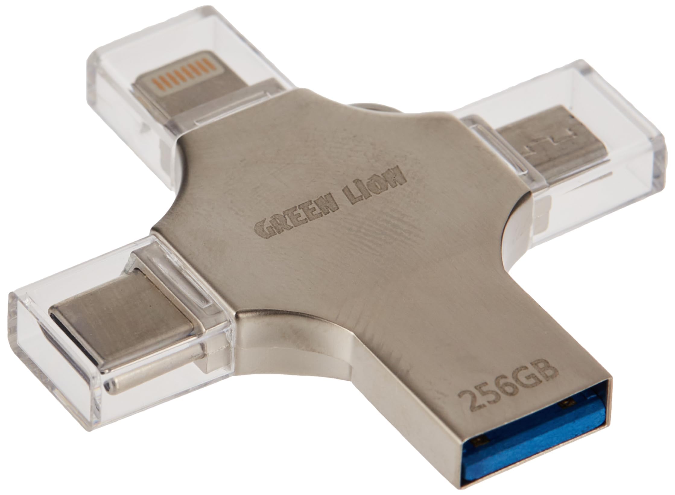 USBグリーン1 Green Lion 4 in 1 USB Flash Drive 256GB - Silver : Amazon.in