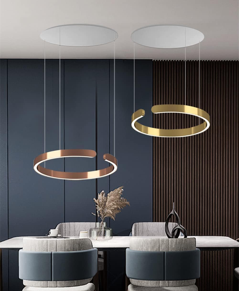 Nowoczesny żyrandol LED 1-Ring, okrągła lampa wisząca, montaż na płasko, różowe złoto, okrągła, nowoczesna lampa wisząca na wyspę kuchenną, do jadalni, przedpokoju, restauracji, sa