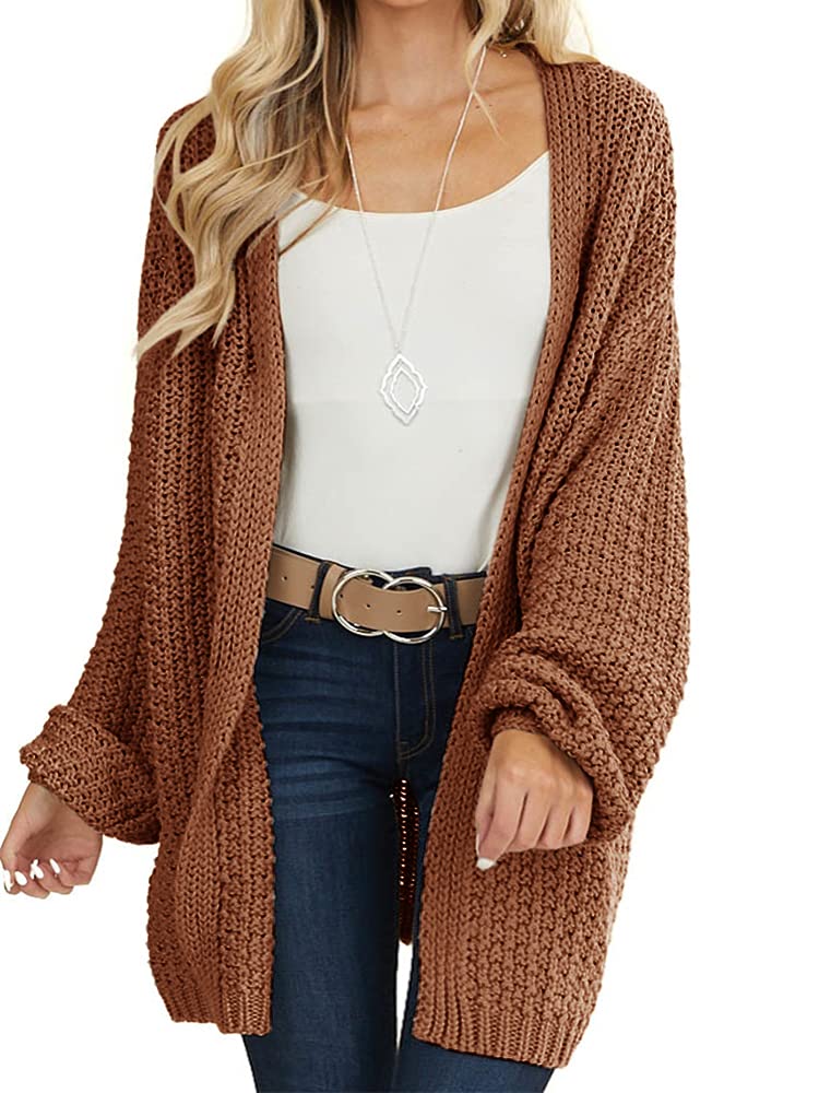Photo 1 of Maroway Women’s Open Front Cardigan Long Sleeve Knitted Cardigan Outwear Coffee