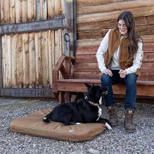 Carhartt Field Hundebett, strapazierfähiges, wasserabweisendes Material mit dreifach genähten Hauptnähten, Carhartt Brown, Größe L