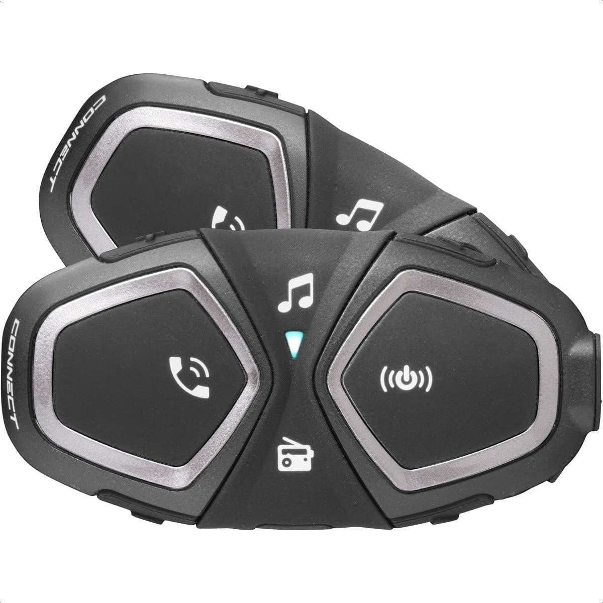 INTERPHONE CONNECT HD - Doppio - Interfono Casco Moto Auricolari Stereo Alta Fedeltà 40mm, Uso Pilota - Pilota, Distanza 300 Mt, Autonomia 12 Ore, Radio, GPS, TFT, Impermeabile IPX67