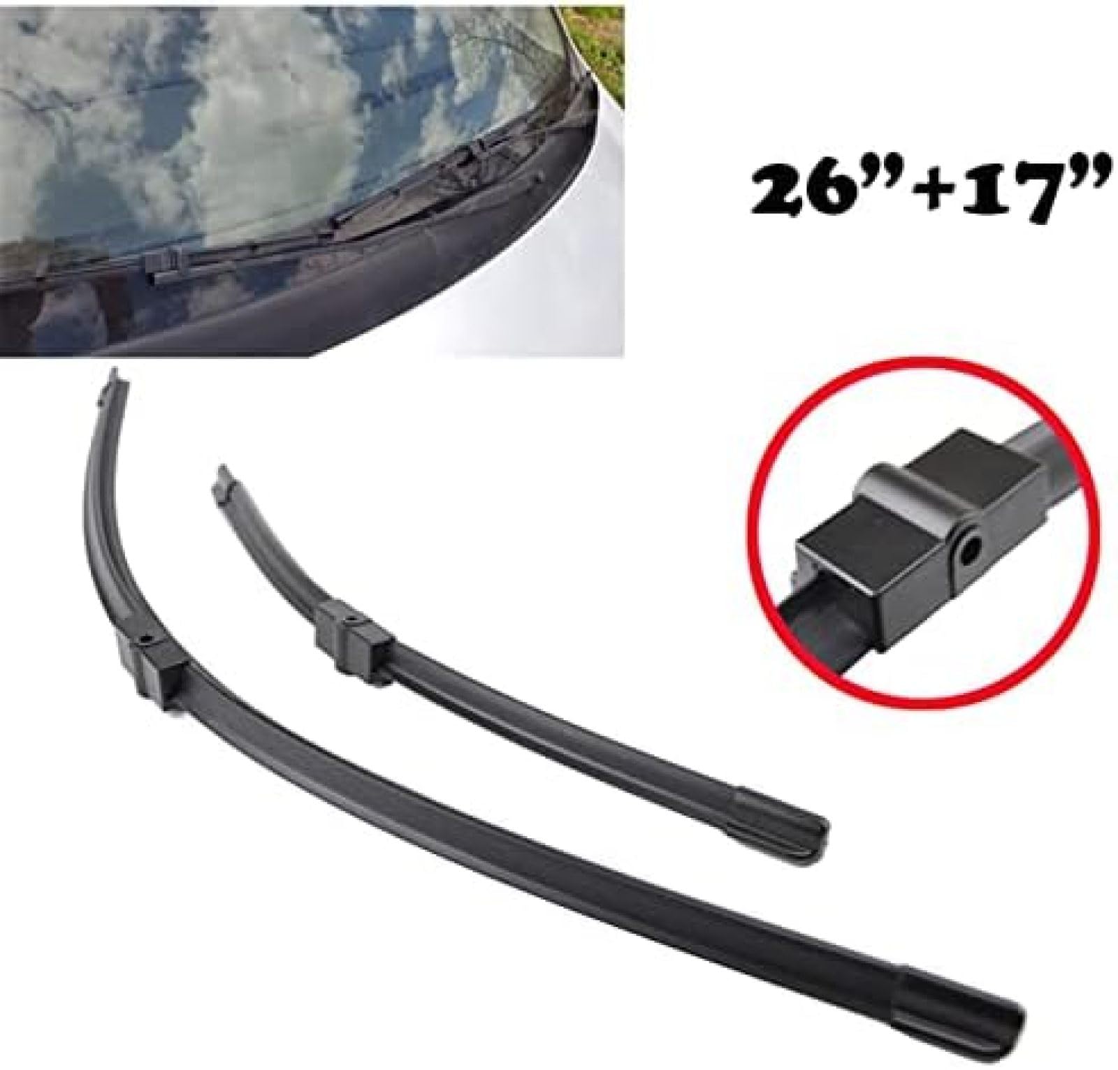 16 "26" 17 "Lama tergicristallo Parabrezza tergicristallo Anteriore Auto Posteriore, per Peugeot 207 Hatchback 2006 2007 2008 2009 2010 2011 2012 tergicristalli