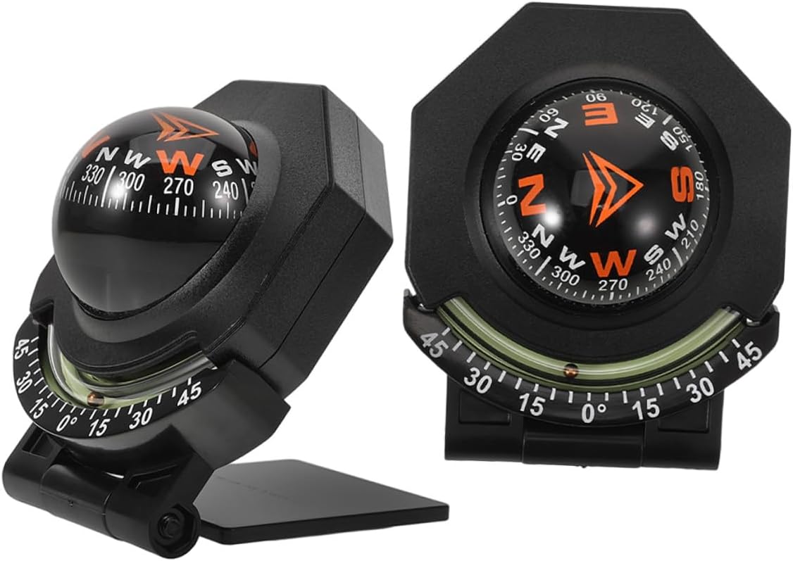 jojofuny 2pcs Car Guide Ball Compass with Inclinometer for Dashboard Mount, High Precision Auto Compass Suitable for Cars, Boats, and Motorcycles, Vehicle Navigation Accessory
