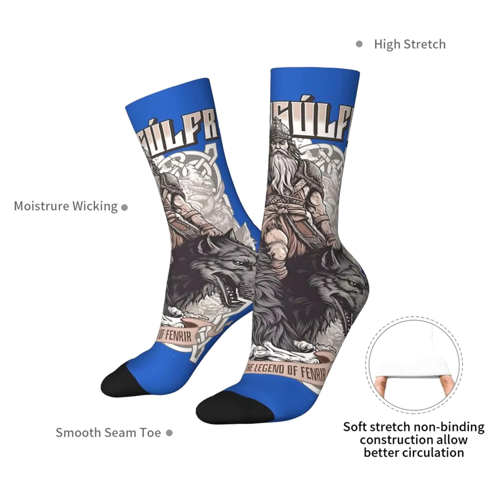 Fenrir Wolf Wikinger Krieger Fahrradsocken für Herren Und Damen, Neuartige, Gut Sitzende, Lustige, Sportliche Basketball Schlauchsocken