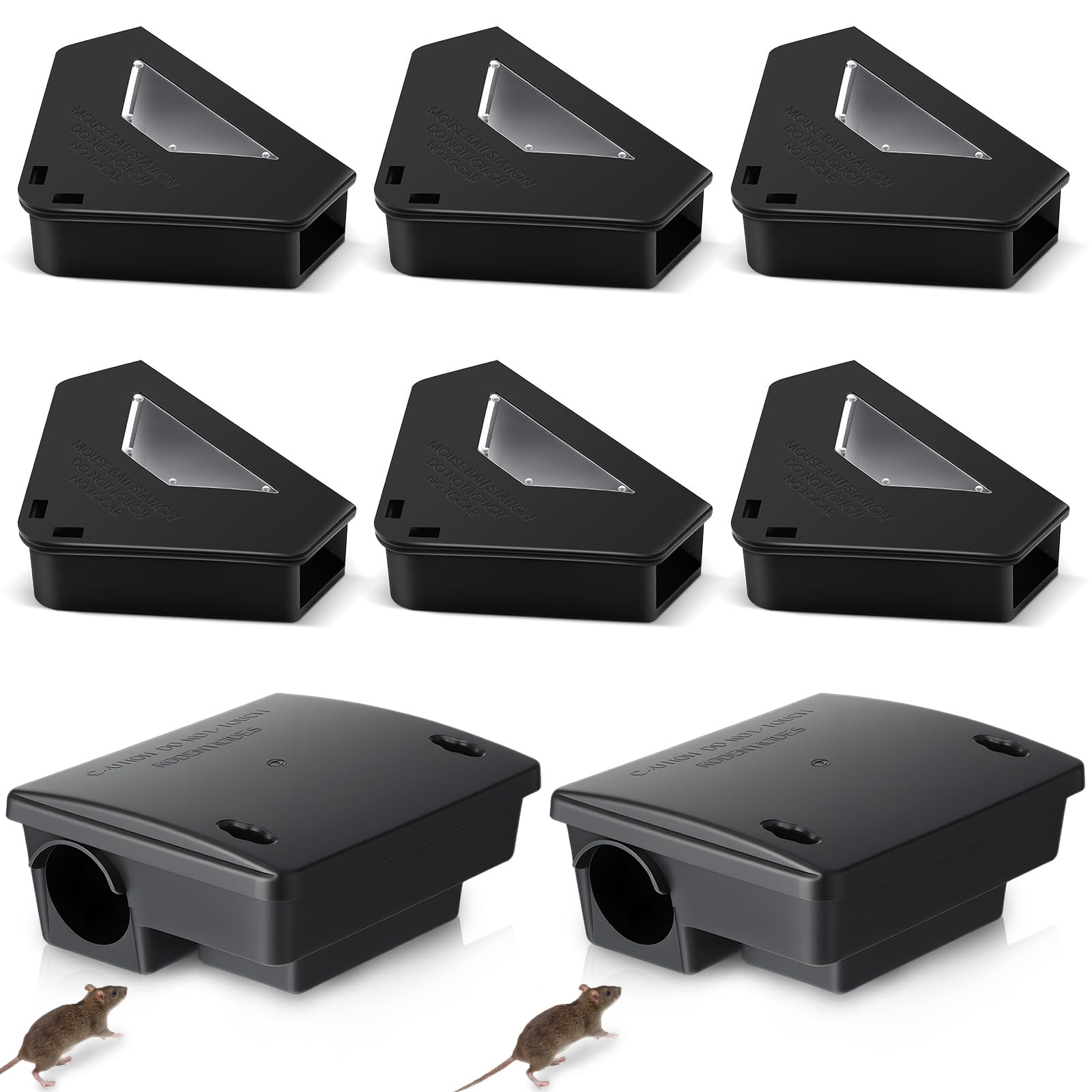 Boîte d'appât pour rats sécurisée en lot de 8 stations triangulaires et rectangulaires
