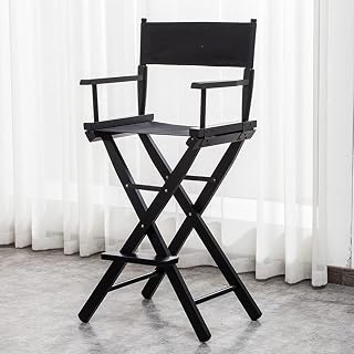 Genérico Silla de Director Plegable portátil con Respaldo de Lona - Taburete de Maquillaje de 61 cm de Alto para Artistas, barberos y Uso en Exteriores - Ligera, Duradera y fácil de Transportar