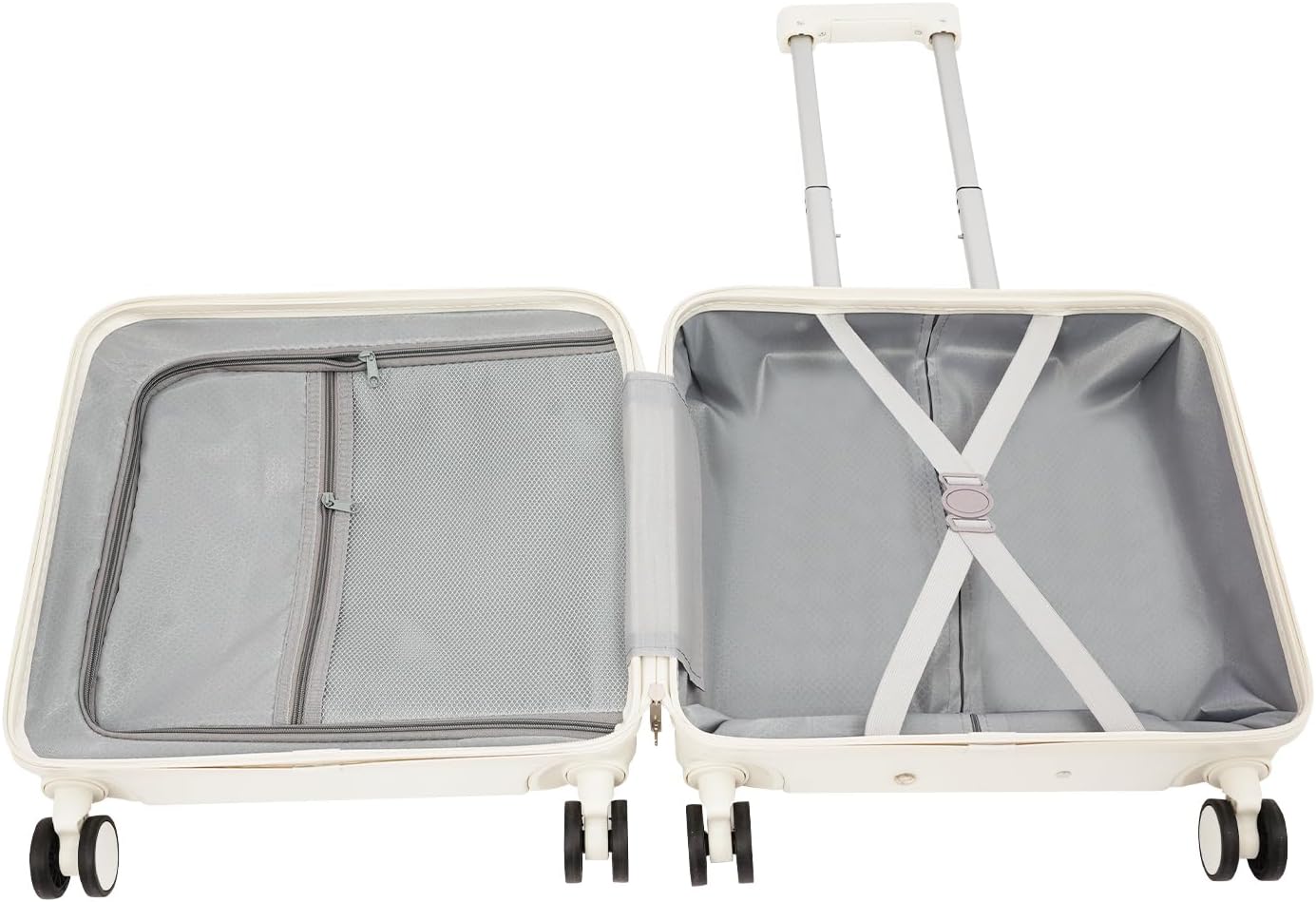 16 Inch Small Underseat Carry On Luggage, Airline Approved Hard Shell Suitcase With Spinner Wheels, TSA Lock & Front Pocket, Lightweight Personal Item For Women Men (White)