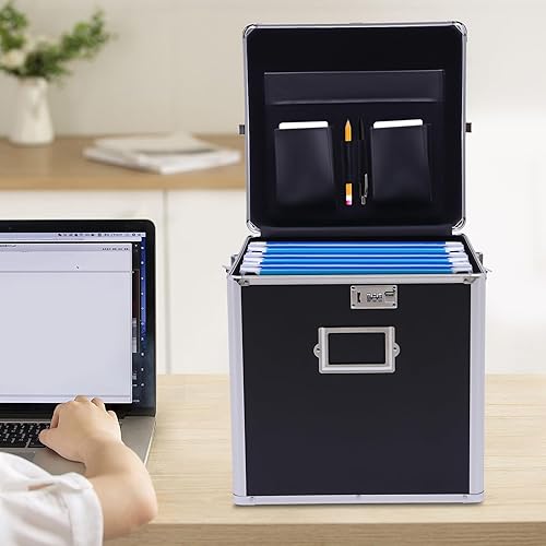 Miniatura 4 de KONGKUNI Caja de almacenamiento apilable para discos de vinilo, soporte de 50 álbumes, organizador de almacenamiento de archivos portátil con
