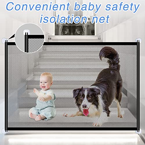 Dog Gate,Baby Gates,Pet Gate,28.3'' X 43.3''Magic Pet Safety Gate,Mesh Puppy Gate,Portable Folding Pet Gates Magic Indoor Mesh,Stair Gate For Stairs And Doorways (Approx. 72Cm X 110Cm) #TOP7