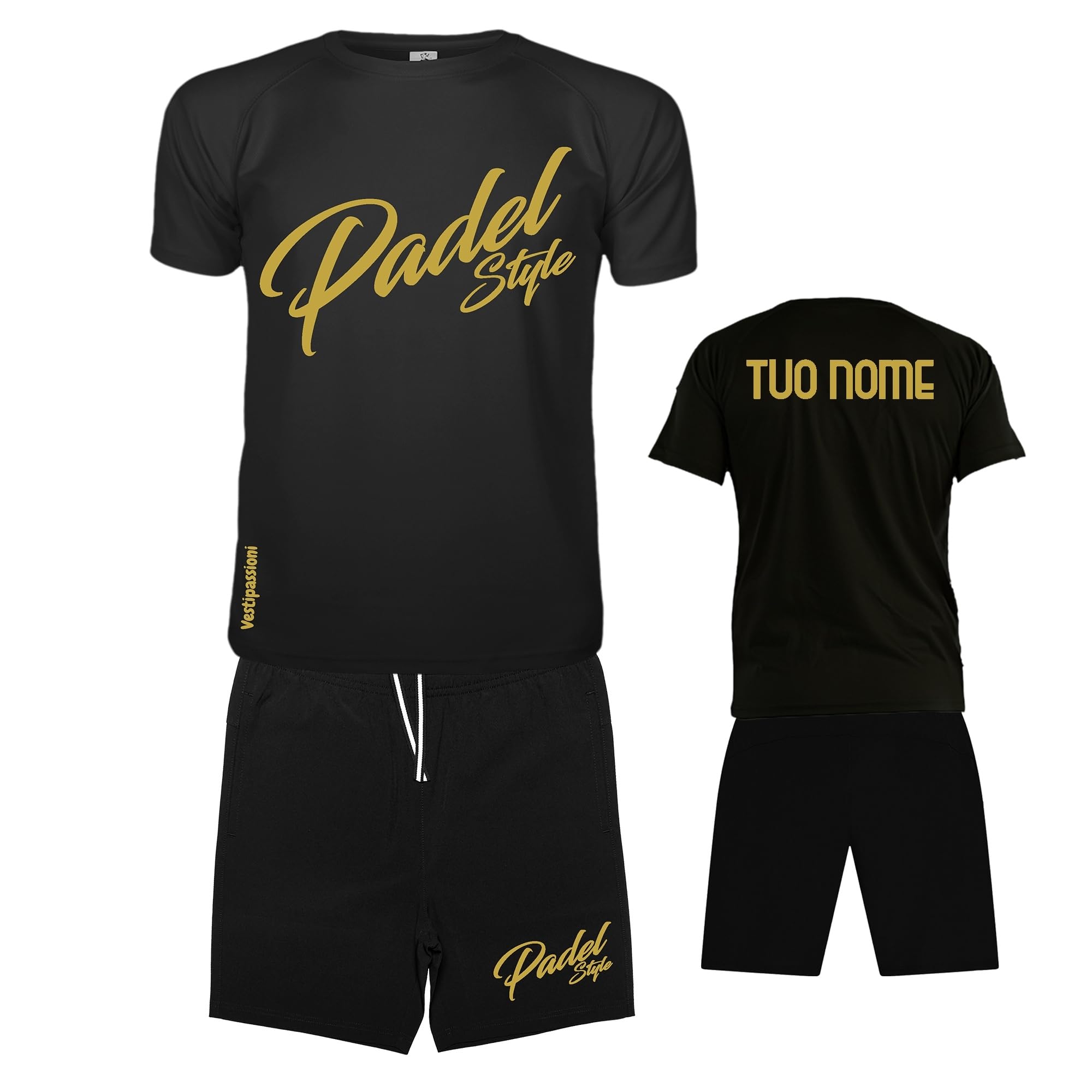 Completo Padel Personalizzabile Traspirante - Maglia e Pantaloncini Uomo Con Tasche, Abbigliamento Made in Italy