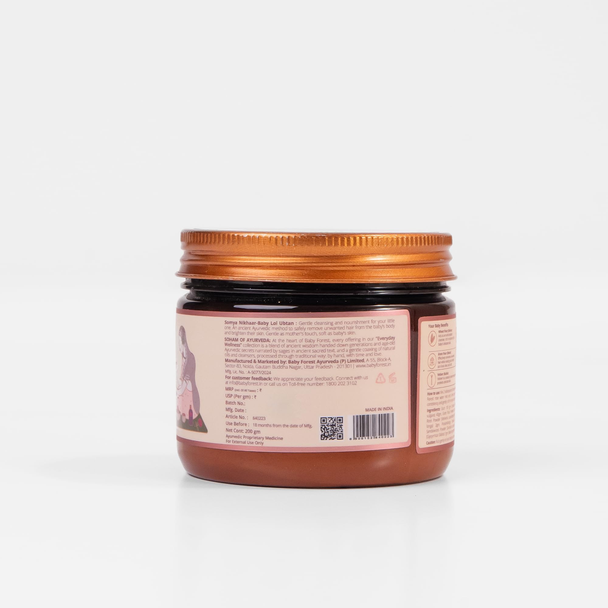 Baby Forest Somya Nikhaar Baby Loi Ubtan | Natural & Organic | Newborn Skin Hair Removal | With 5 Natural & Ayurvedic Ingredients | Derma Safe