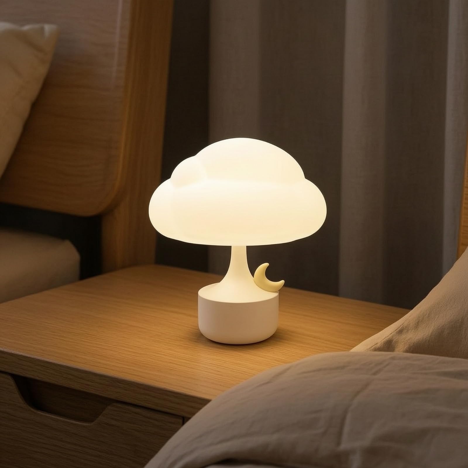 Luz Nocturna Giratoria Lámpara de Mesa Lámpara de Noche Lámpara de Silicona Lámpara con Pantalla de Silicona Desmontable y Base Firme