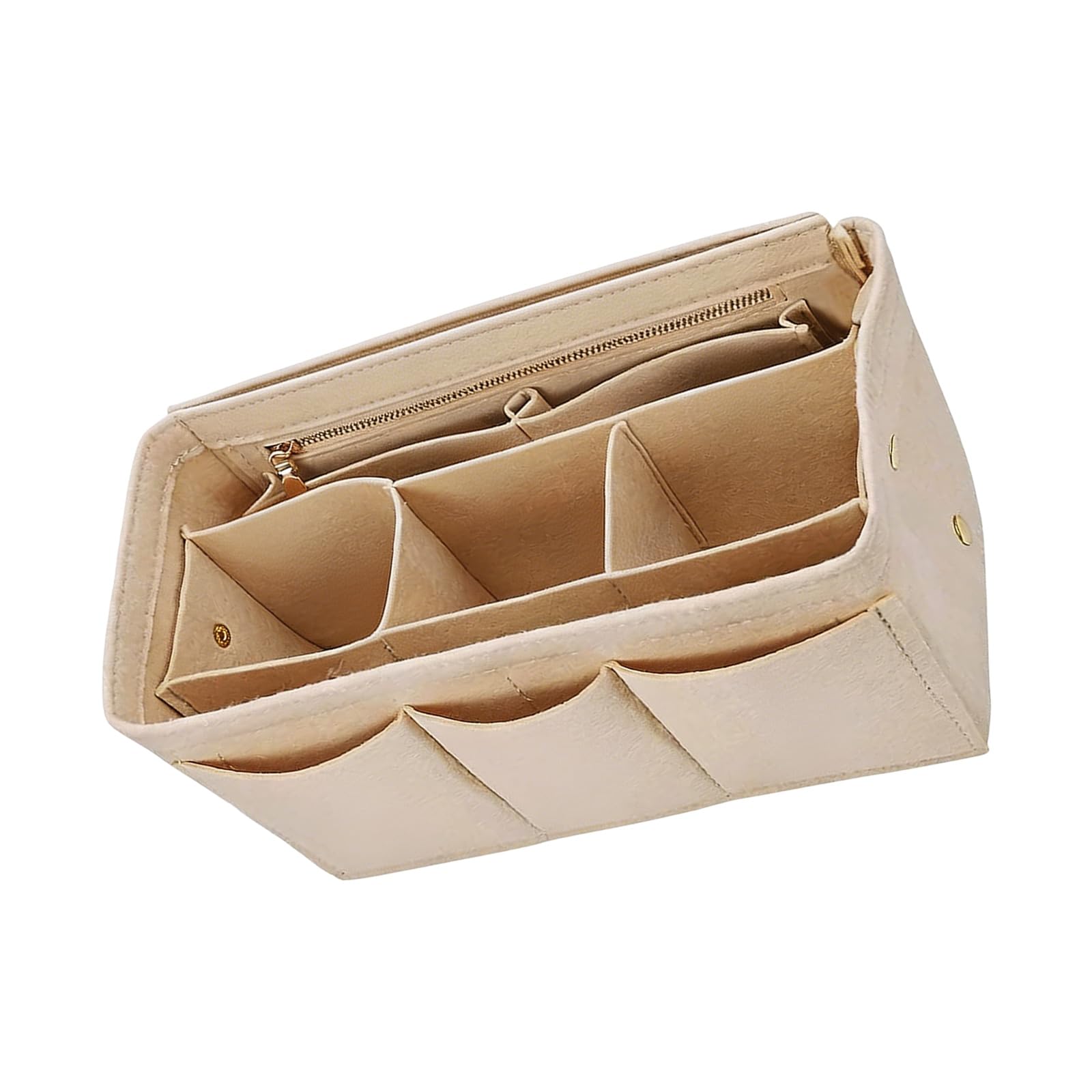 Elnwnnkc Felt Makeup Bag with Keychain Multifunctional Organizer Insert with Compartments for Handbag Use Portable Makeup Planner
