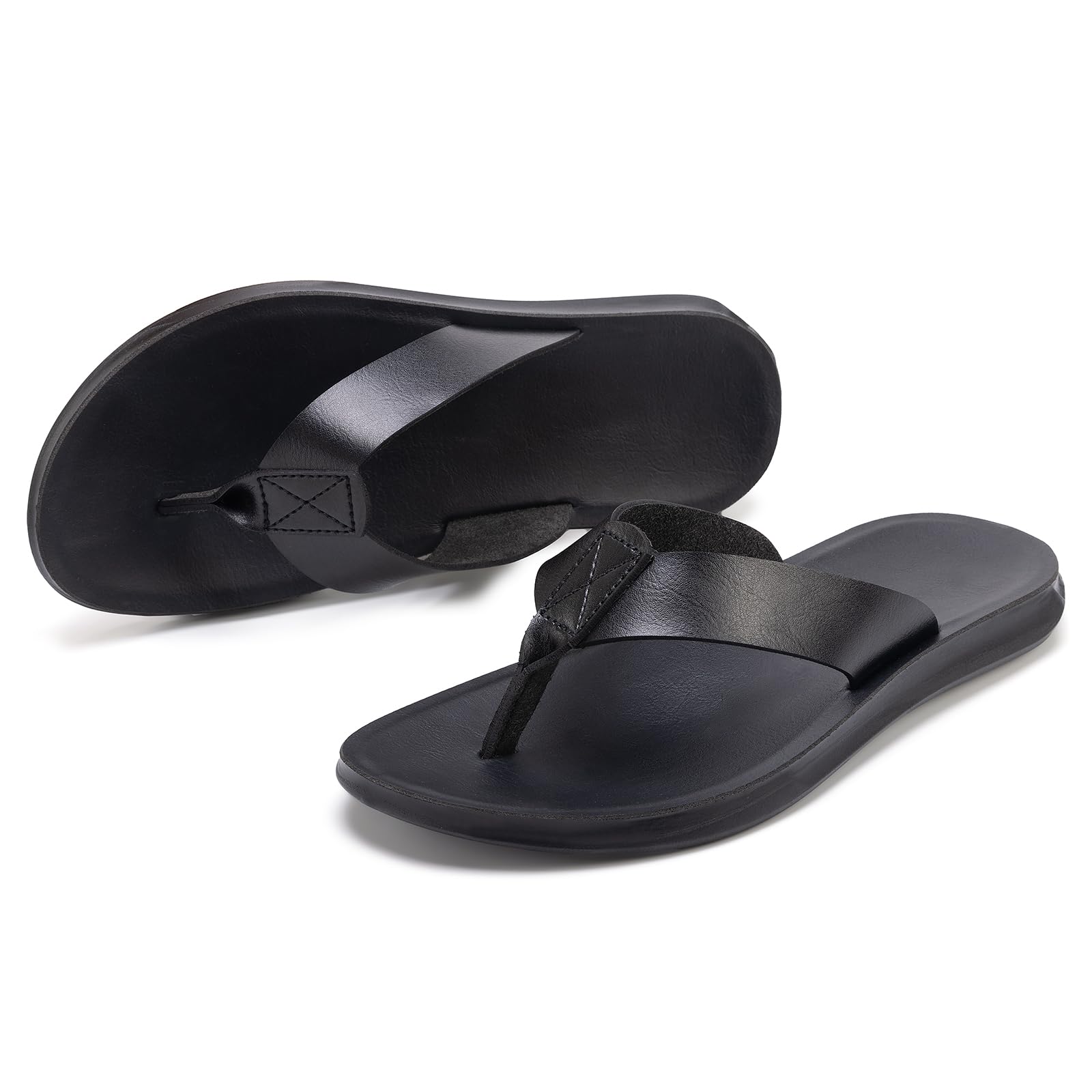 – Men's beach breathable fashionable multi-purpose outdoor V-shaped flip-flops with anti-slip leather sandals.