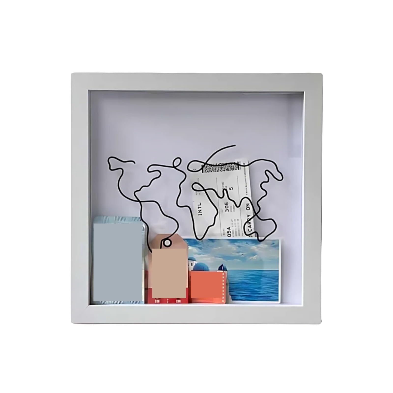Shadowbox Frame, 2 Pcs Adventure Shadow Box Frame for Tickets Stamps Photos Tabletop Wall Small Big(Big)